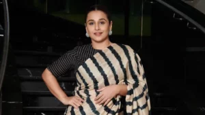Vidya Balan white stripped saree