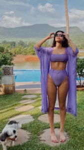 Janhvi Kapoor purple high-waist bikini