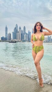 Neha Malik green hot bikini