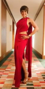 Mandira Bedi bold colored dress