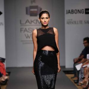Monica Dogra black polka dot dress