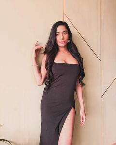 Poonam Pandey high slit dress