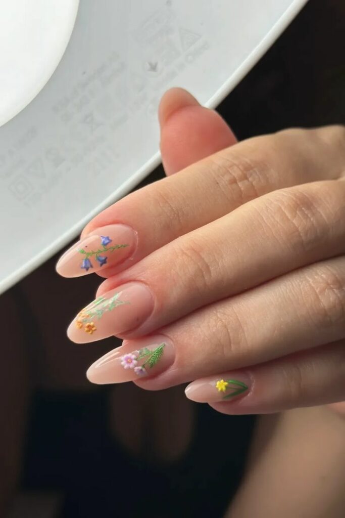 matching nails and outfits floral