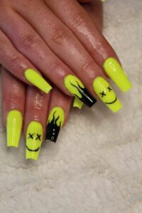 Neon yellow rave festival nails