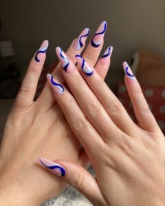 Different Colored Nail Ideas 5 Blue Squiggly Line Nails