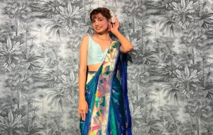 flower print trendy Saree designs