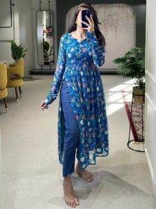 Floral Kurti paired with a dhoti pant - Kurti Designs