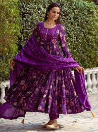Purple Anarkali suit