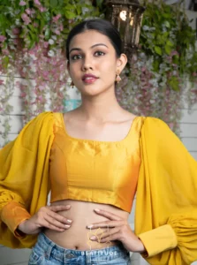 bold yellow high blouse