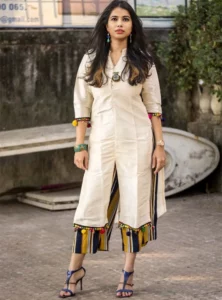 white jumpsuit Indo-western look