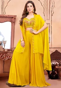 Indo-western yellow outfit