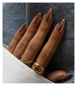 Skittle Brown Chrome Nails