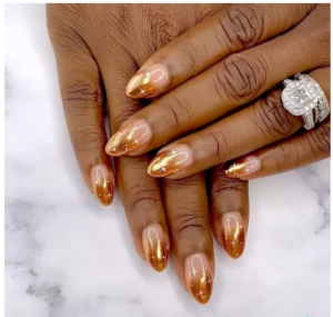 Ombre  Gold Chrome Star Nails