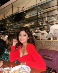 Shamita Shetty red hot dress