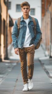 Chinos Trouser with Denim Jacket