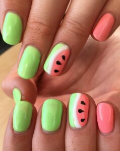 Watermelon Ombré Chrome Nails