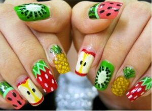Watermelon Tutti Frutti Nail Art