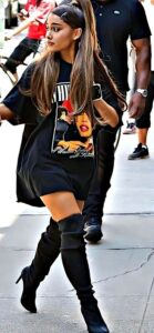 Ariana Grande Street Style 1. Big T-Shirts and Thigh High Boots