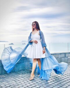 Divyanka Tripathi breezy sexy blue dress