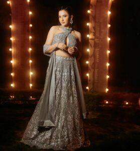 Gauahar Khan sexy silver dress