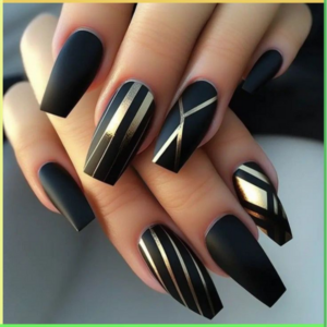 Black and Gold Accents Nail design