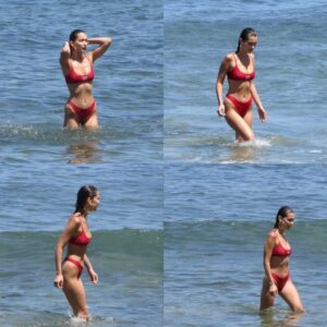 Bella Hadid Goes Classic and Sizzling in a Black Two-Piece Swimsuit