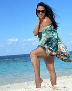 Neha Dhupia Bikini poolside