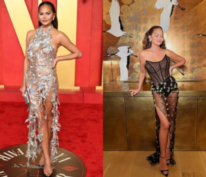 Chrissy Teigen high slit fashion 