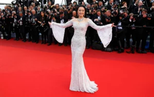 Gong Li white red carpet dress