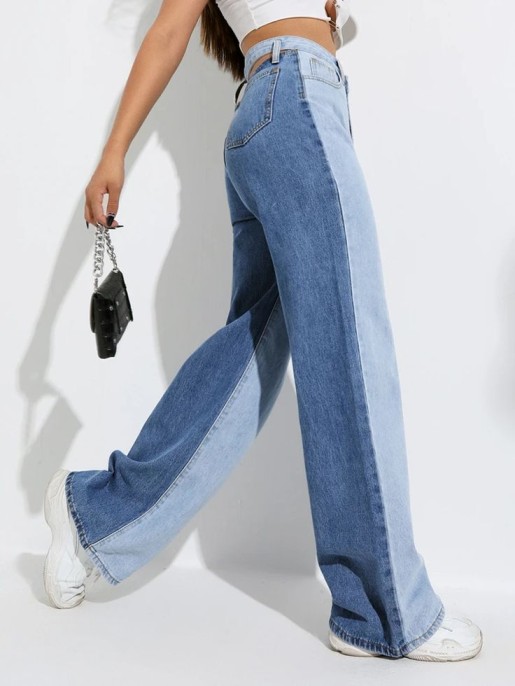 Patchwork Wide-Leg Jeans