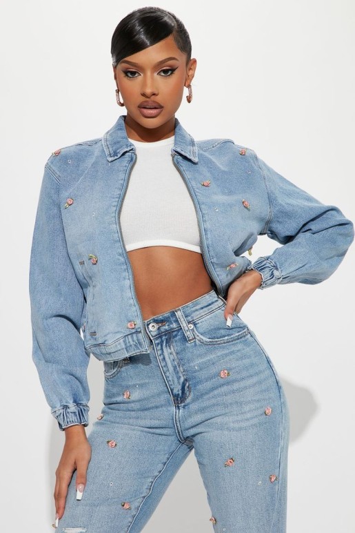 Bomber Jacket with Straight-Leg Jeans