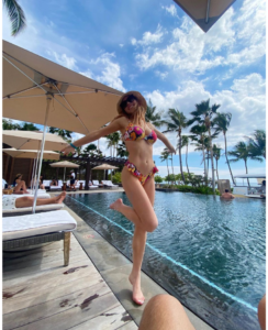 Sydney Sweeney in a Floral Swimsuit that Highlights her Charming Feminine Curves