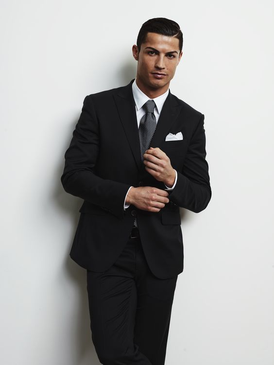 Cristiano Ronaldo fashion black suit