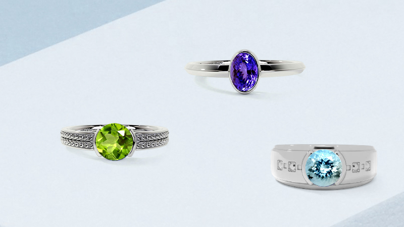 astrological gems purpple blue and green