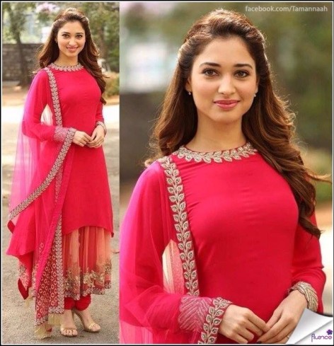 Tamannaah Bhatia Embellished Outfit pink and silver