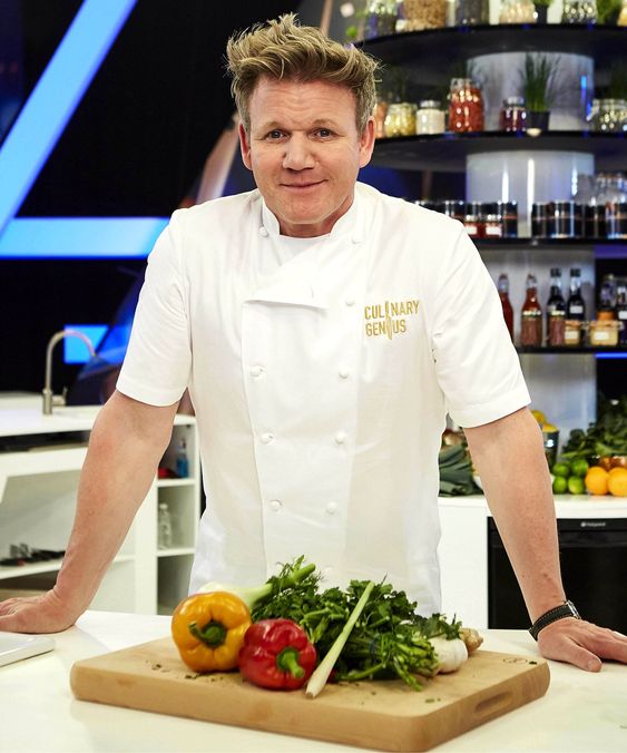 Gordon Ramsay Fashion chef whites on set