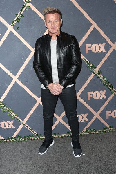 Gordon Ramsay Fashion in leather jacket