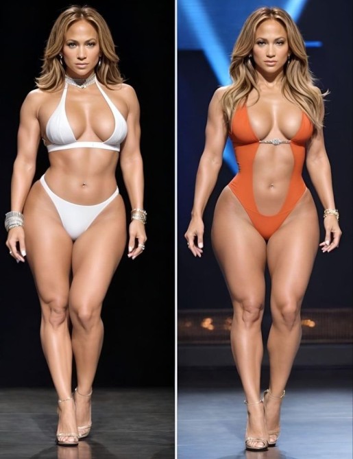 Jennifer Lopez bikini white and orange