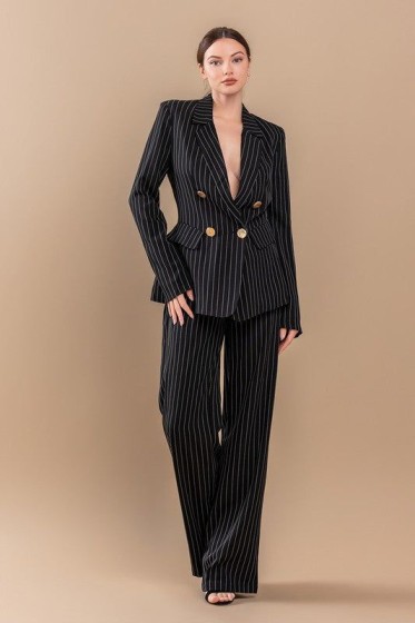 power suits for petite women vertical stripes