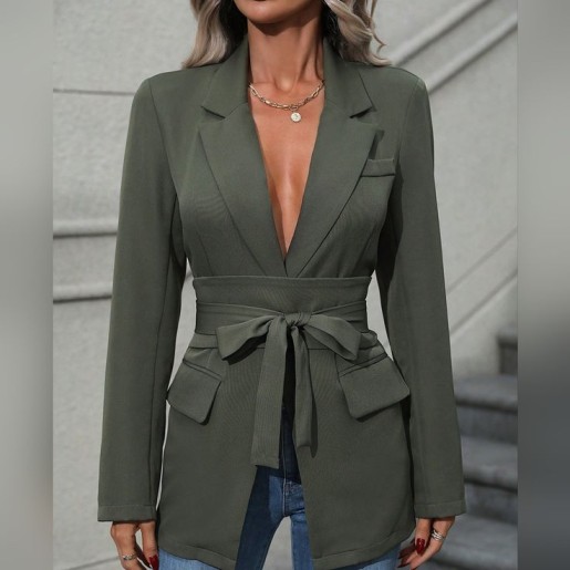 Belted oversized blazers Green with jeans 
