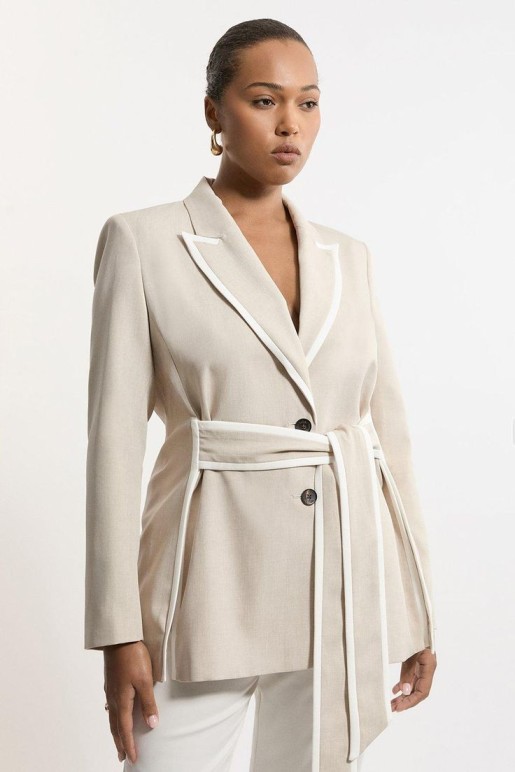 Belted oversized blazers white