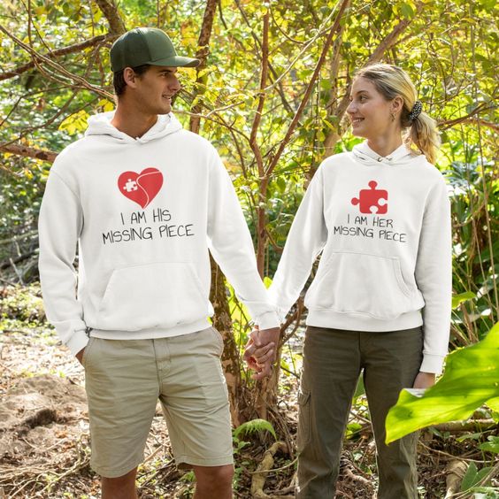 couple hoodies puzzle heart