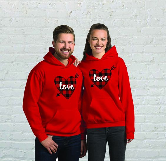 couple hoodies matching red