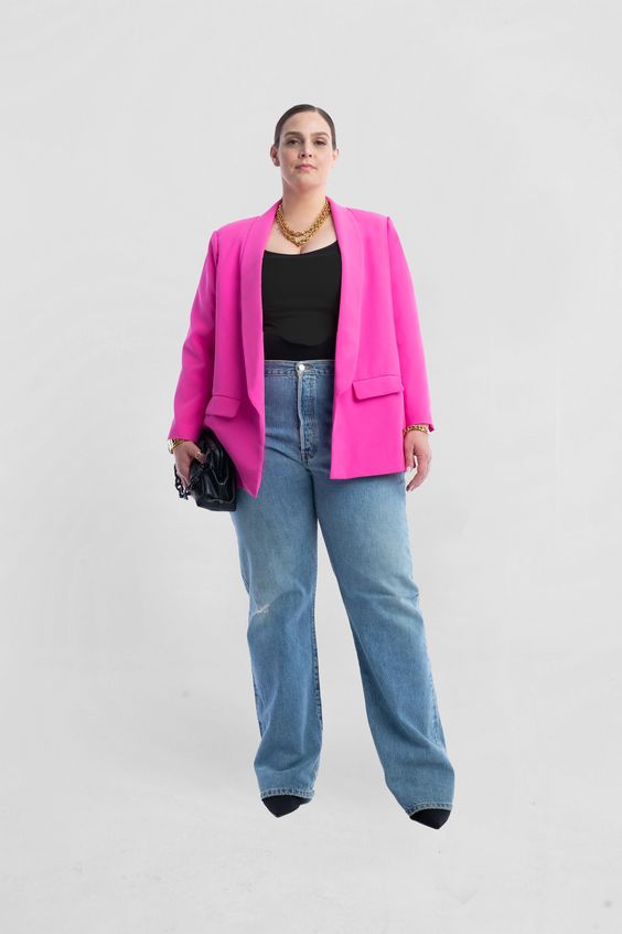 blazers for plus-size ladies pink