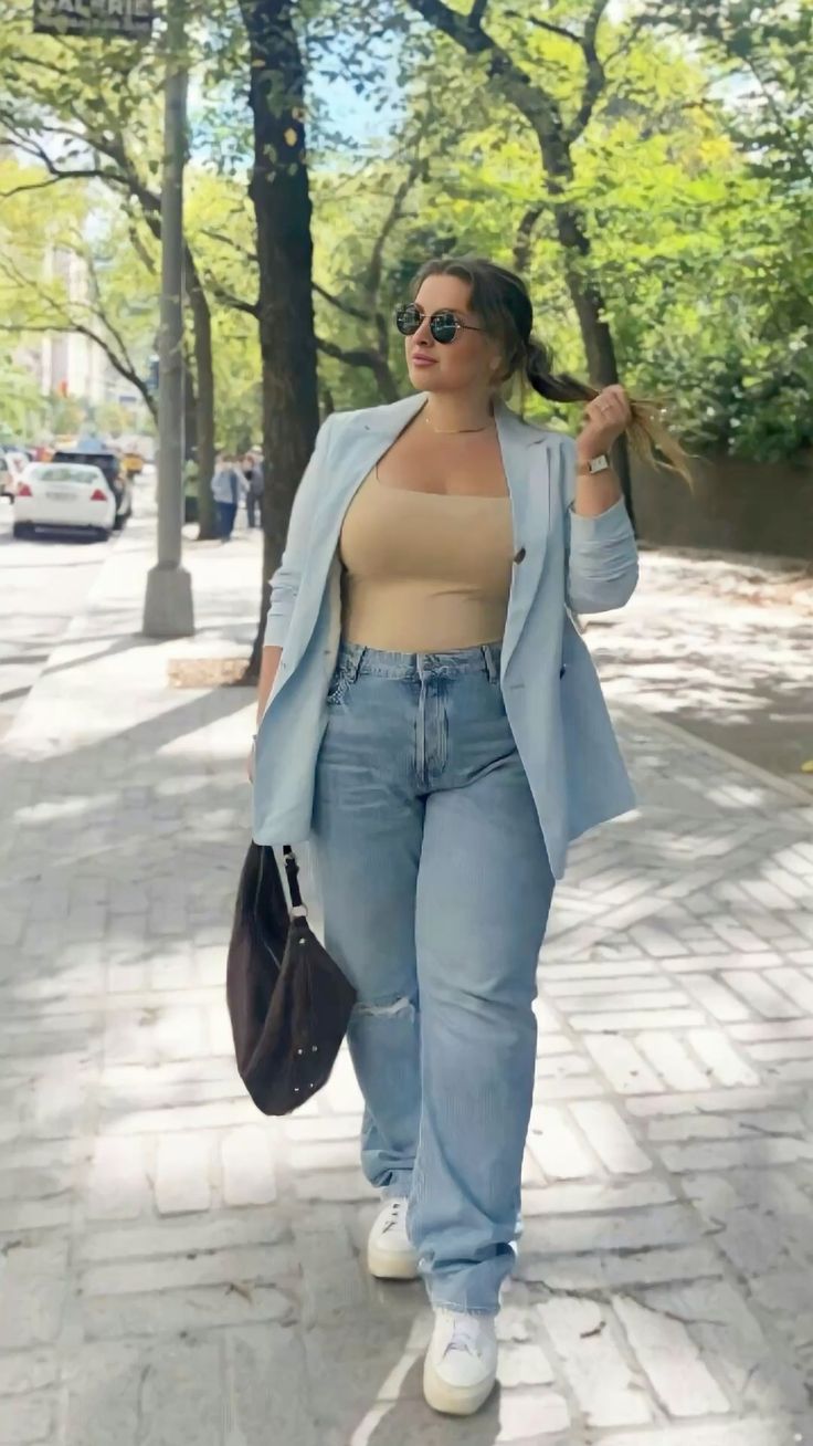 blazers for plus-size ladies Light blue 