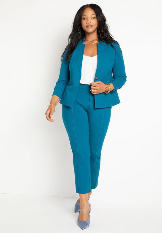 Light blue blazers for plus-size ladies