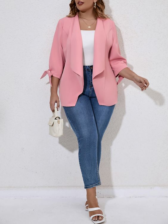Light pink plus-size blazers