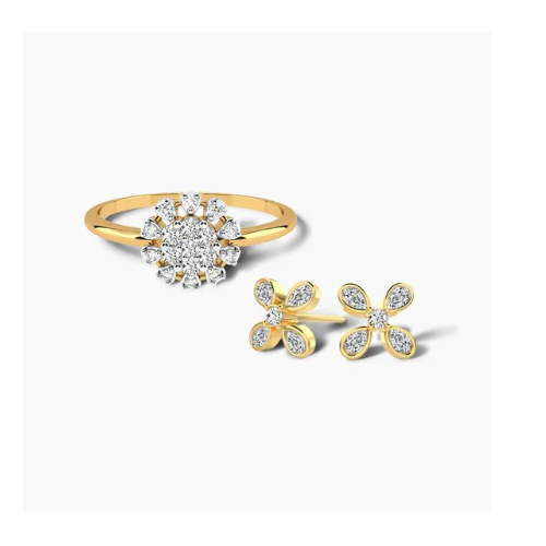 Vairam gold ring and earings