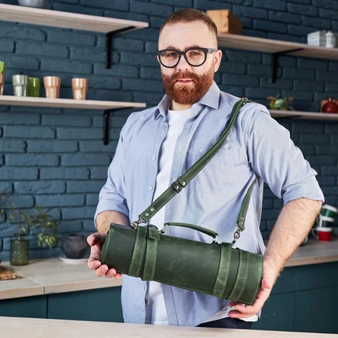 Leather Knife Roll pikoreshop1j | Fashonation leather knife roll green