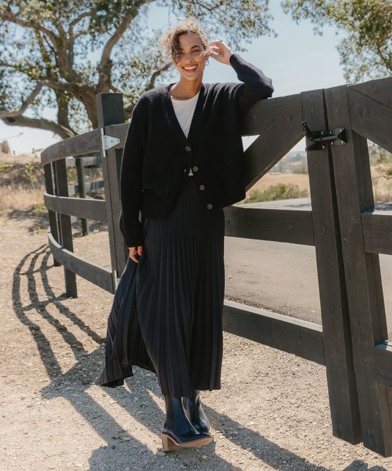 Black cropped cardigans full length